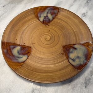 Sango Splash 12” Serving Platter Chop Plate Brown Drip Glazed Stoneware 4951
